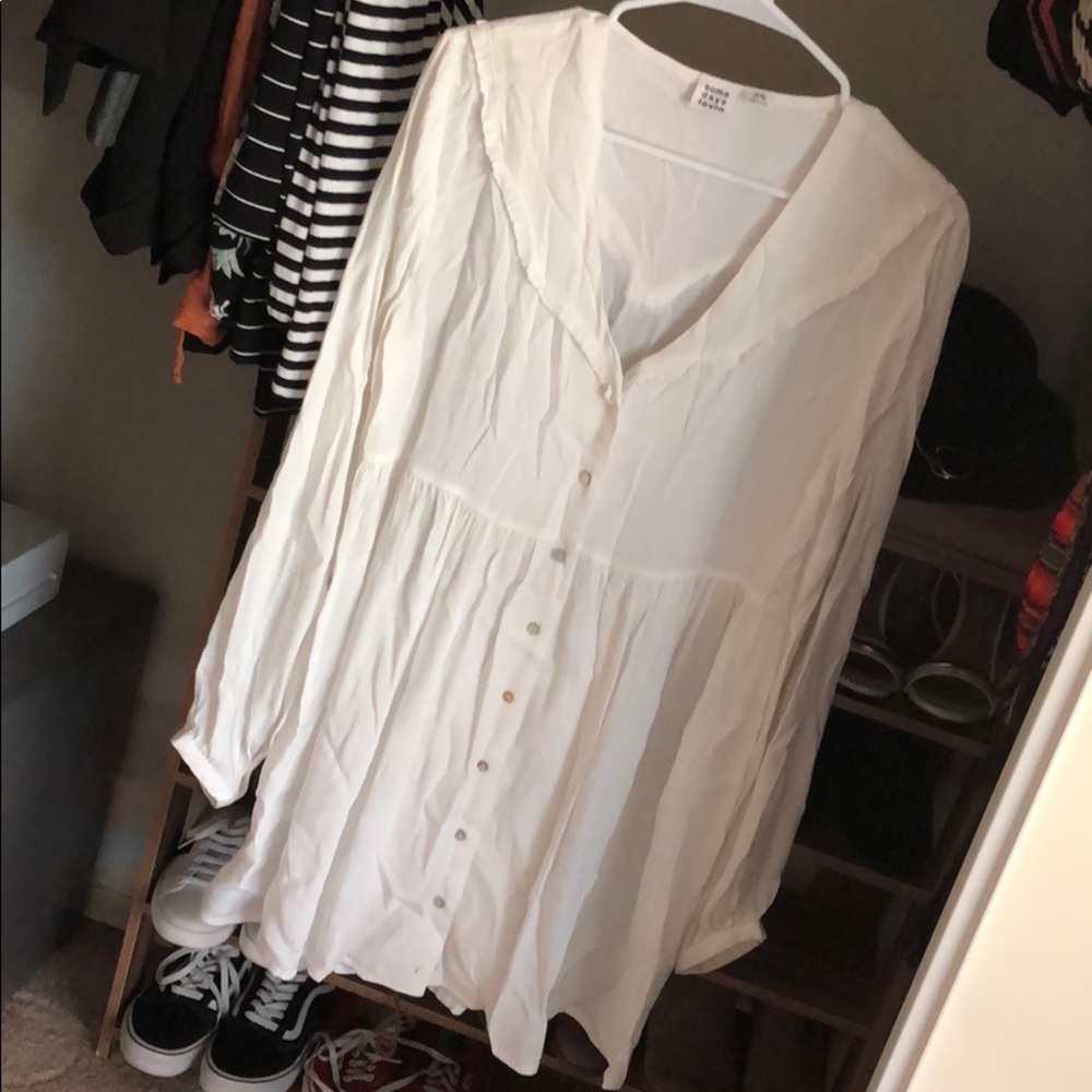 White long sleeve dress XS